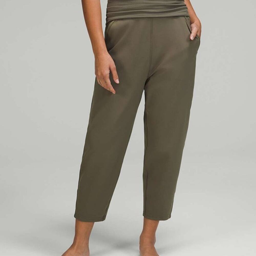 Lululemon Align Ribbed Waist Cropped Jogger Carob Brown Nulu Pants Size 0